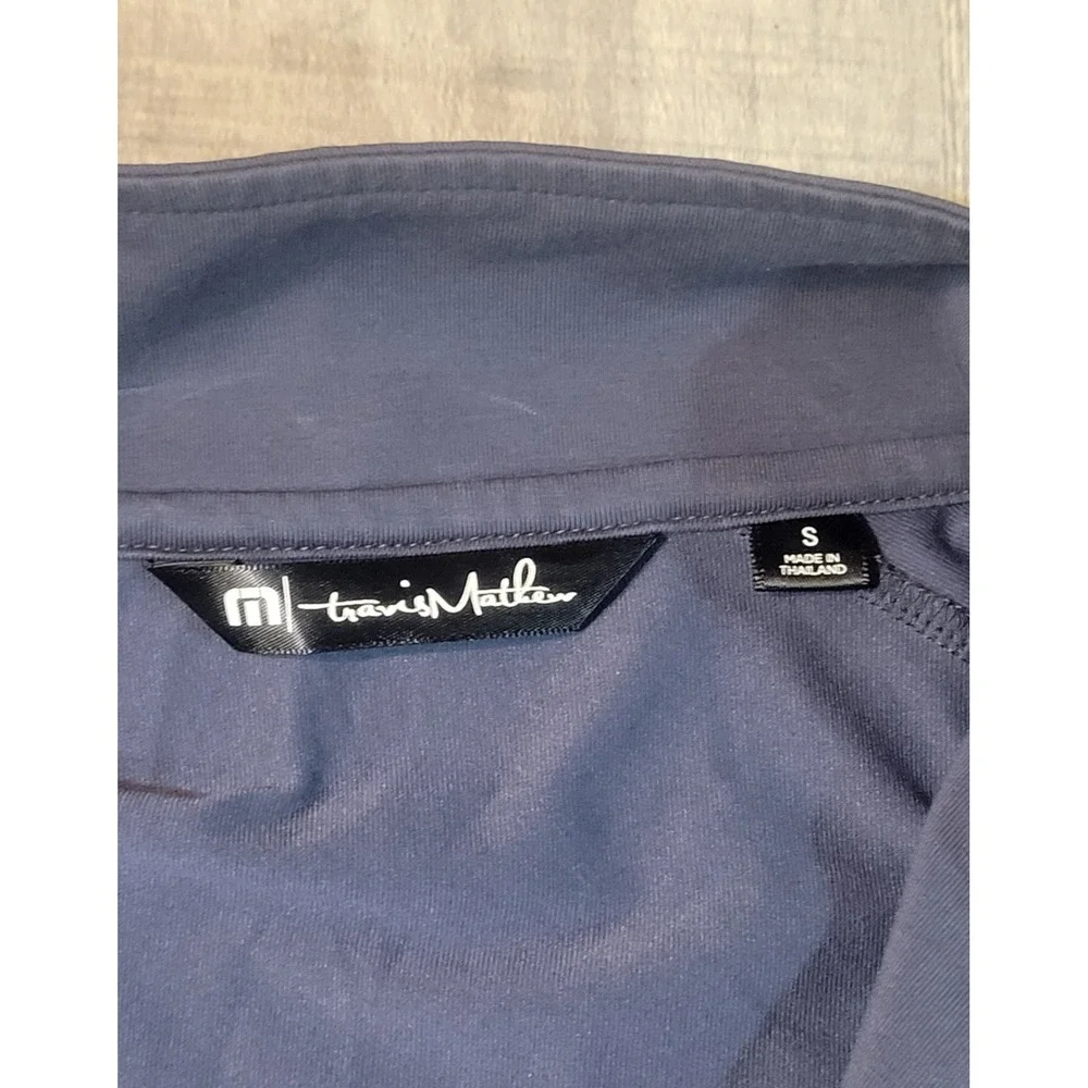 TravisMathew Mens Navy Blue Morefar Logo Quarter Zip Pullover Sweatshirt S